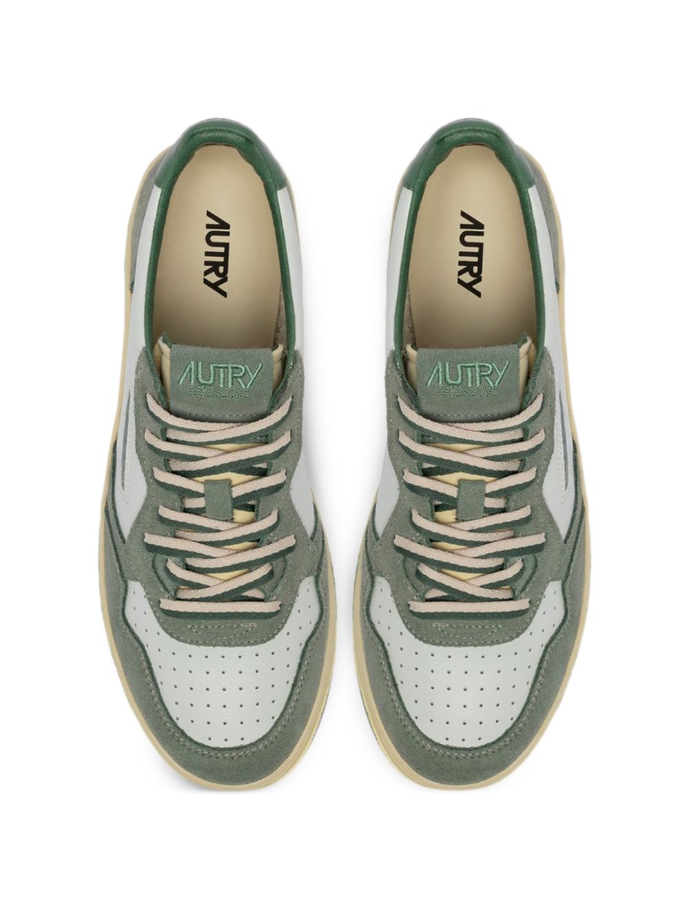 AUTRY Sneakers Medalist bianche e verdi in pelle