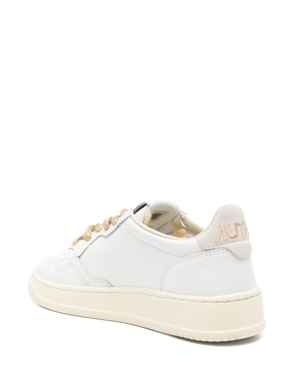 AUTRY Sneakers 'Medalist' in pelle bianca con lacci dorati