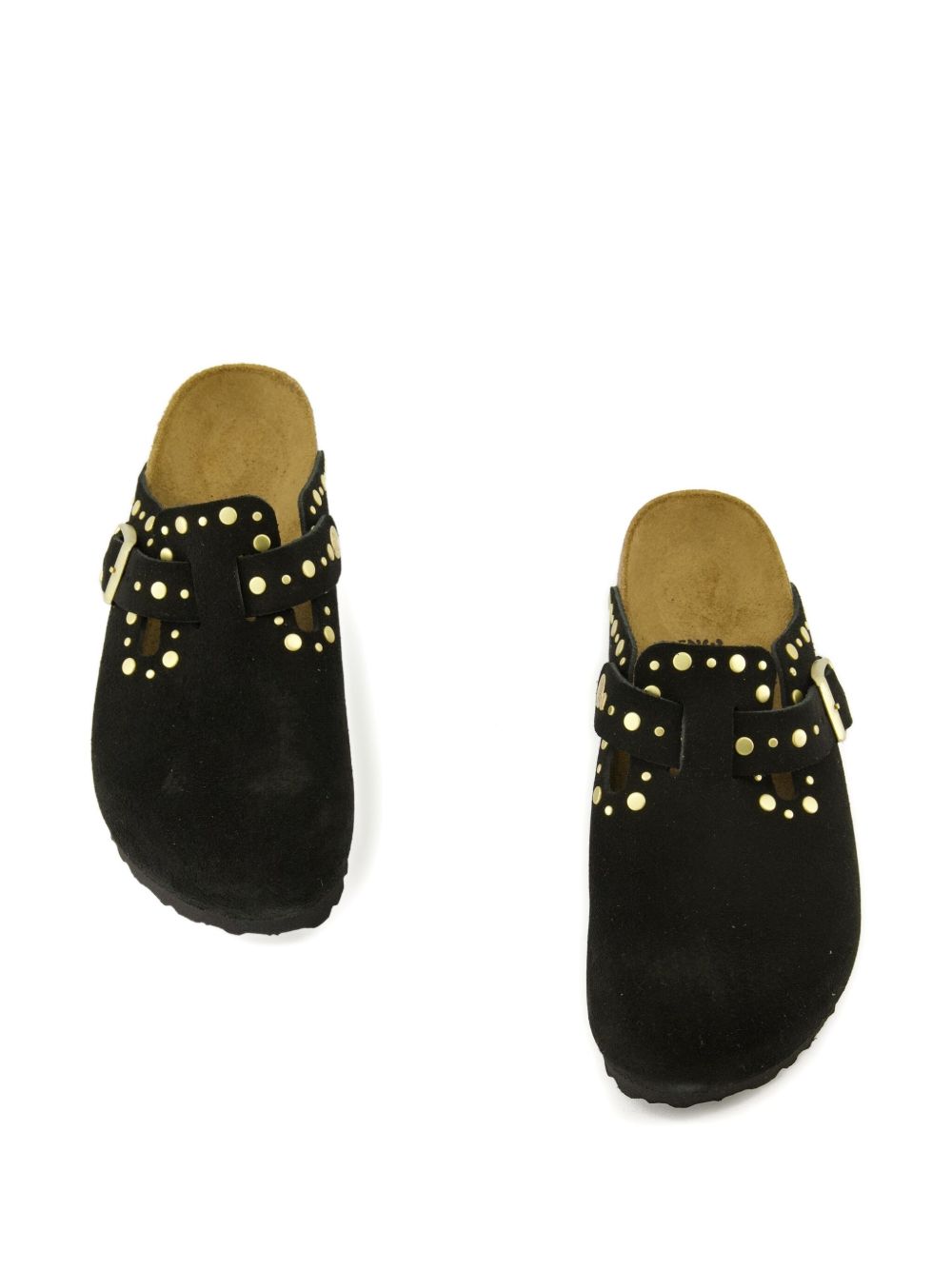 BIRKENSTOCK Sabot Boston in suede nero con borchie