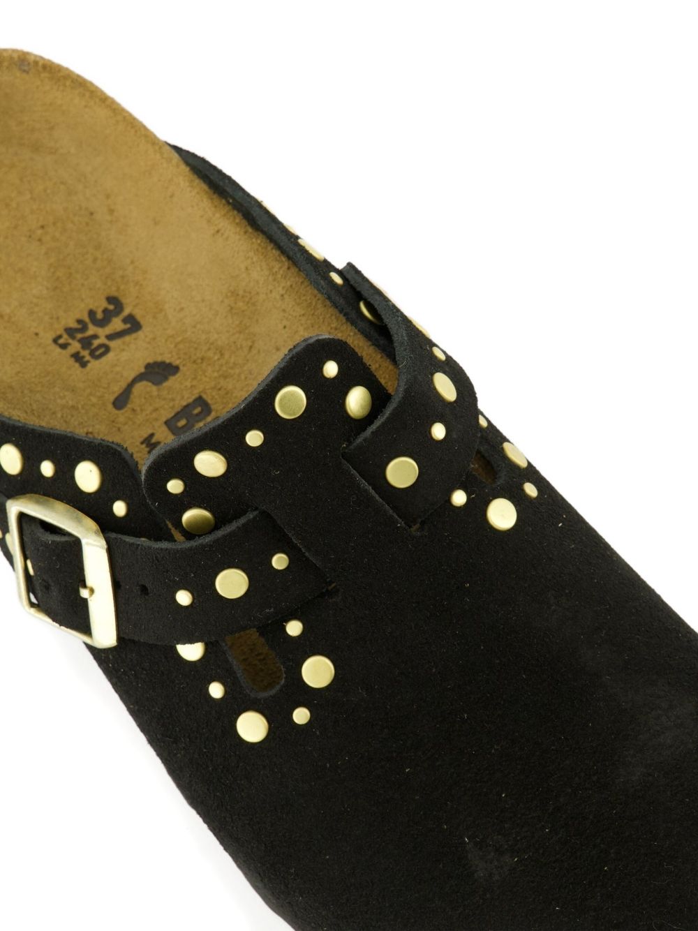 BIRKENSTOCK Sabot Boston in suede nero con borchie