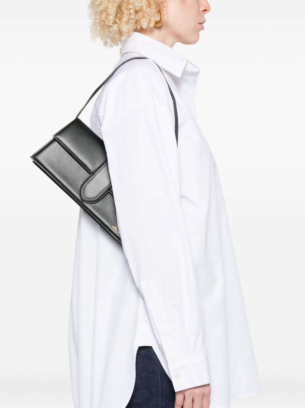 JACQUEMUS Borsa a mano nera "Le Bambino Long" con logo