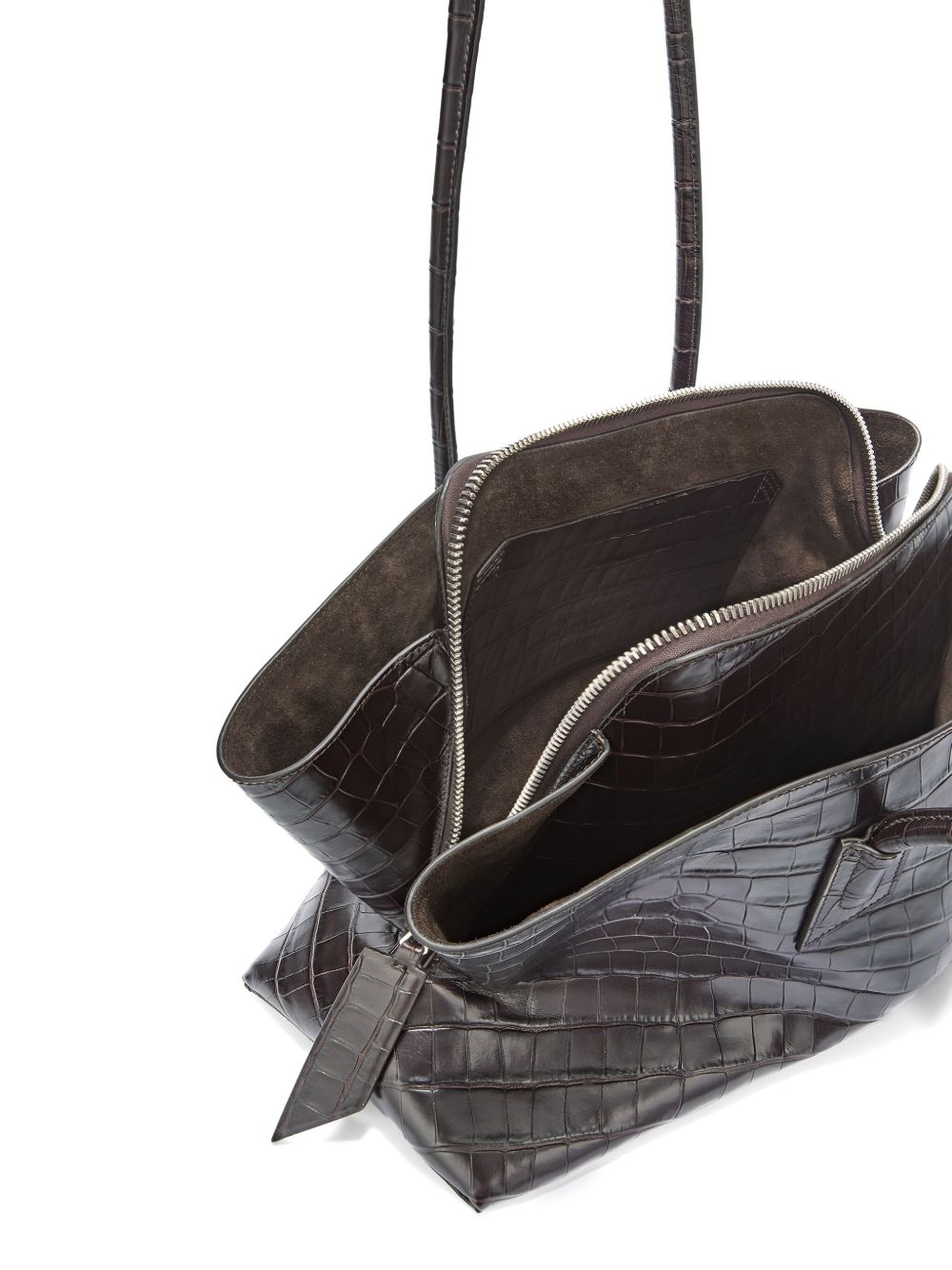 THE ATTICO Borsa a spalla marrone effetto cocco in pelle 'La Passeggiata Medium'