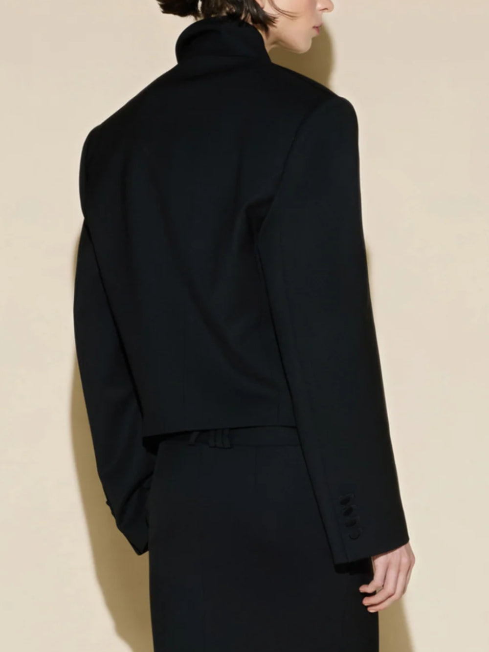 THE ATTICO Superattico10 blazer nero boxy cropped in gabardine di lana
