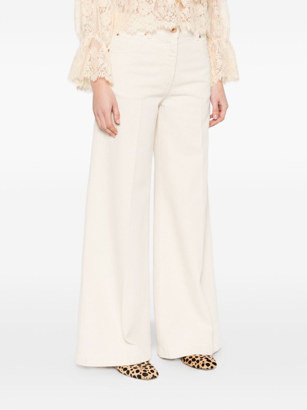 ASPESI Pantaloni wide-leg in cotone avorio