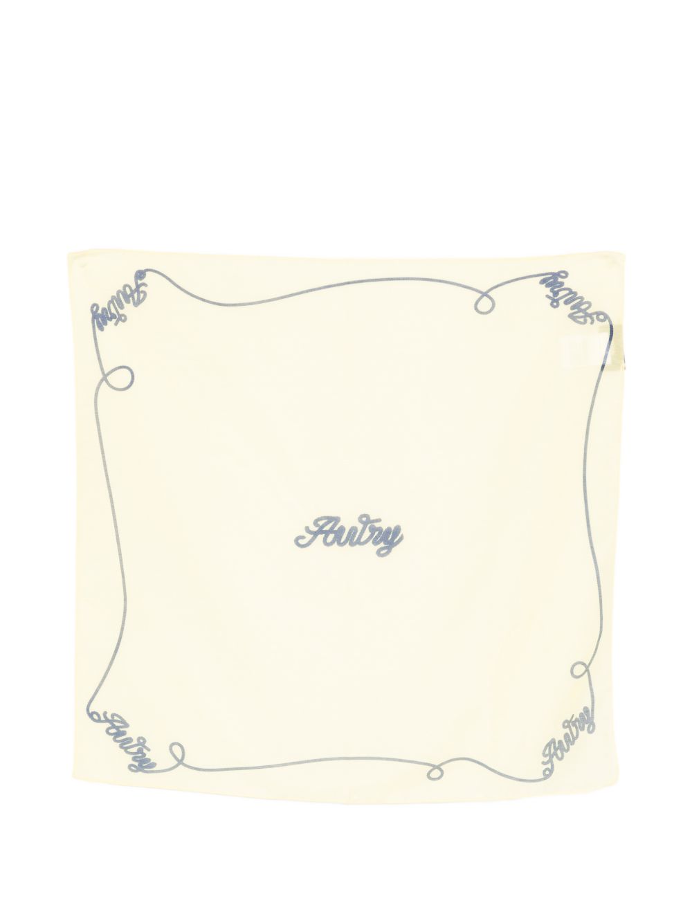 AUTRY Foulard in cotone crema quadrato con logo e bordo decorato