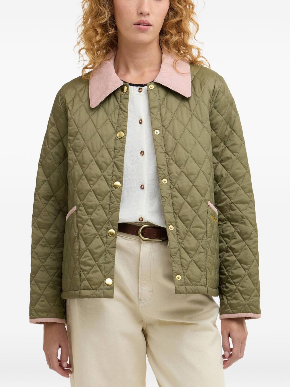 BARBOUR Giacca Icons Cropped Liddesdale verde trapuntata