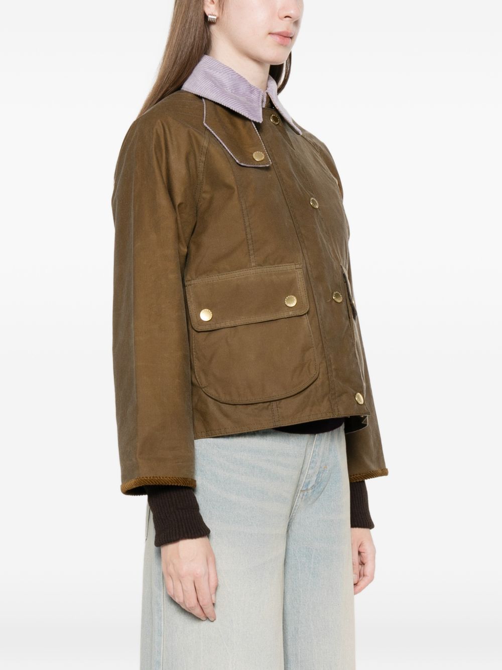 BARBOUR Giacca Beadnell marrone con collo a coste