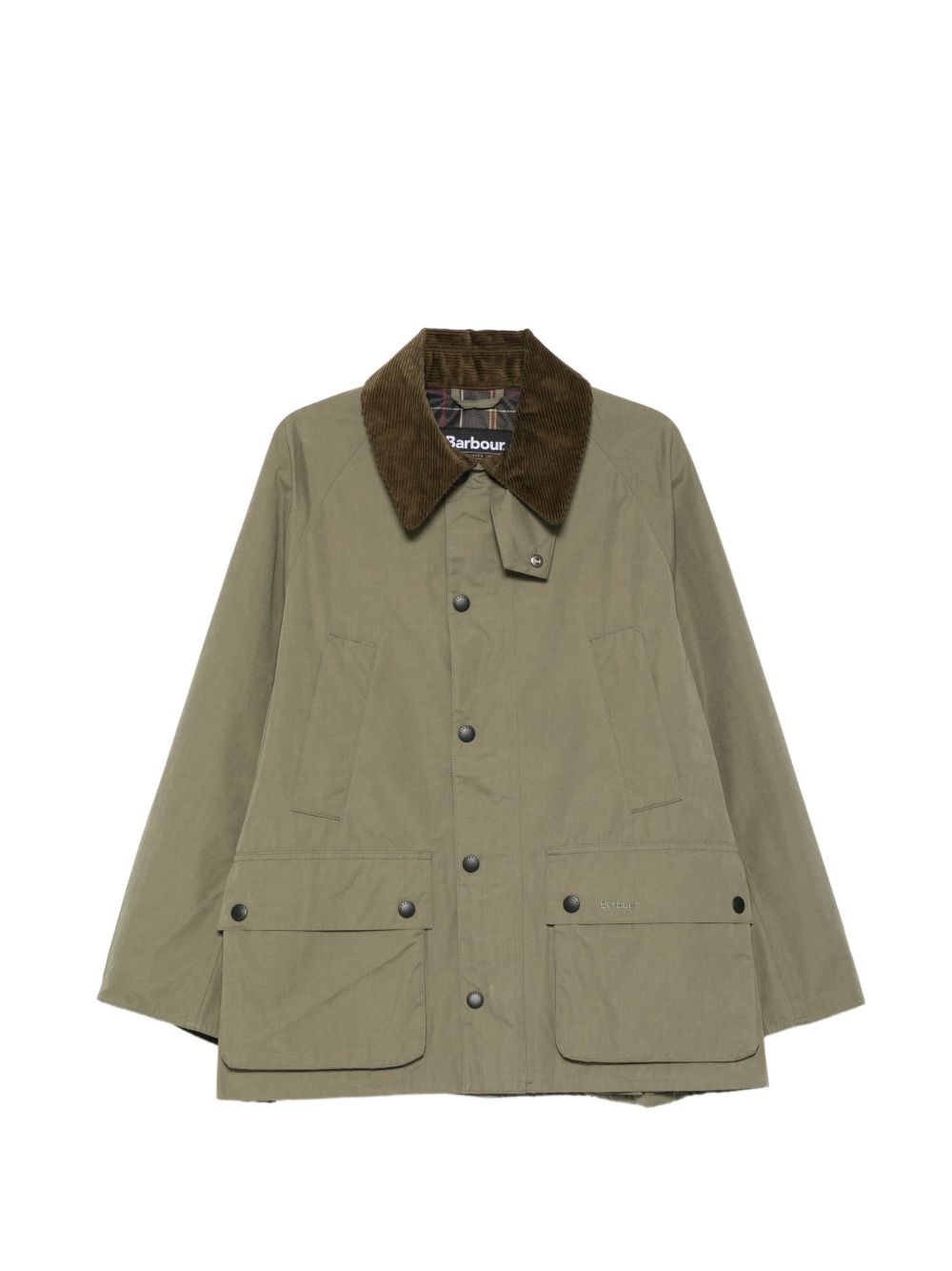 BARBOUR Giacca Bedale verde con colletto in velluto e tasche