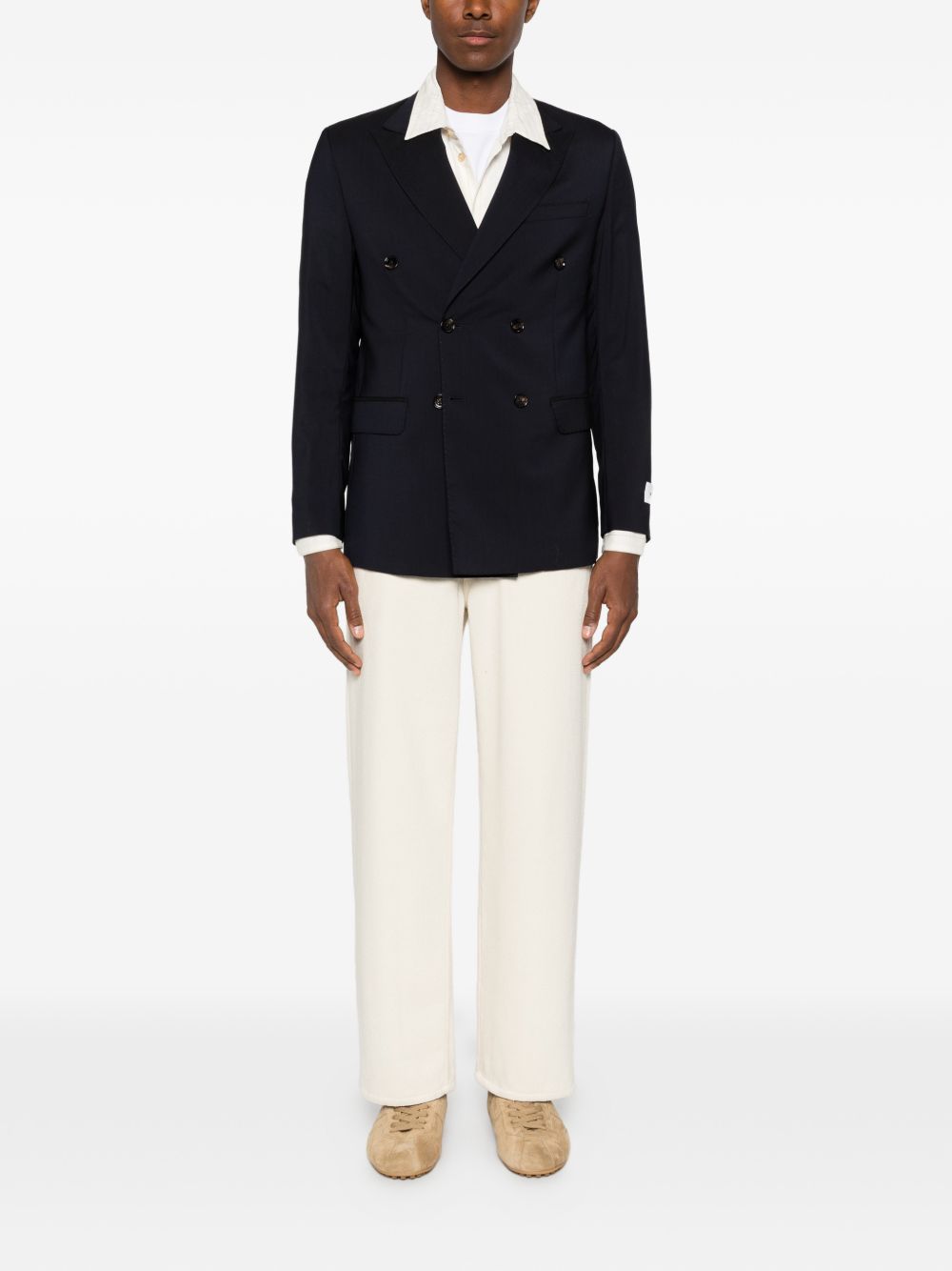 BE ABLE Blazer di Be Able in cotone blu scuro con chiusura doppiopetto