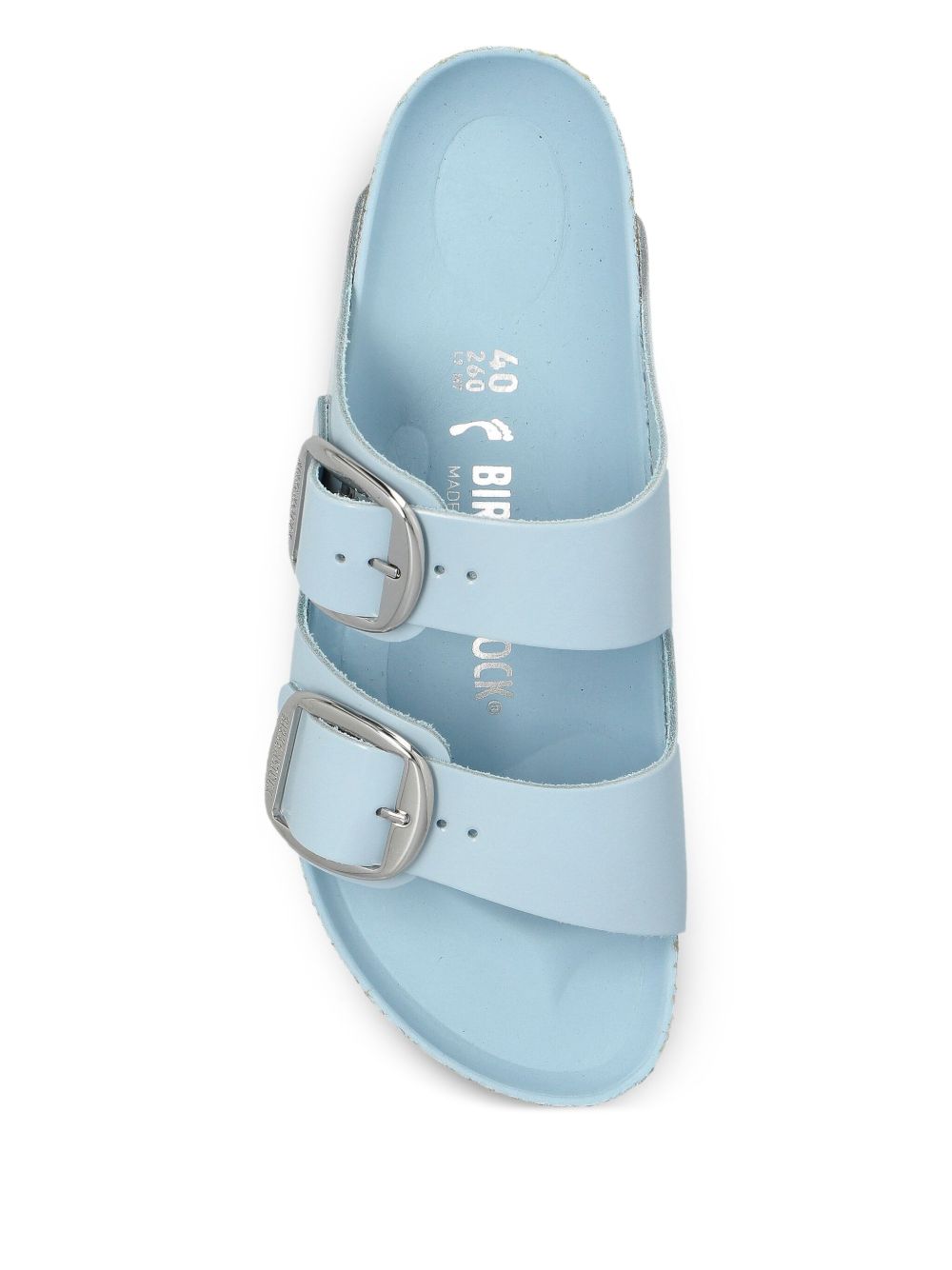 BIRKENSTOCK Ciabatte Arizona in pelle azzurra con fibbia argento