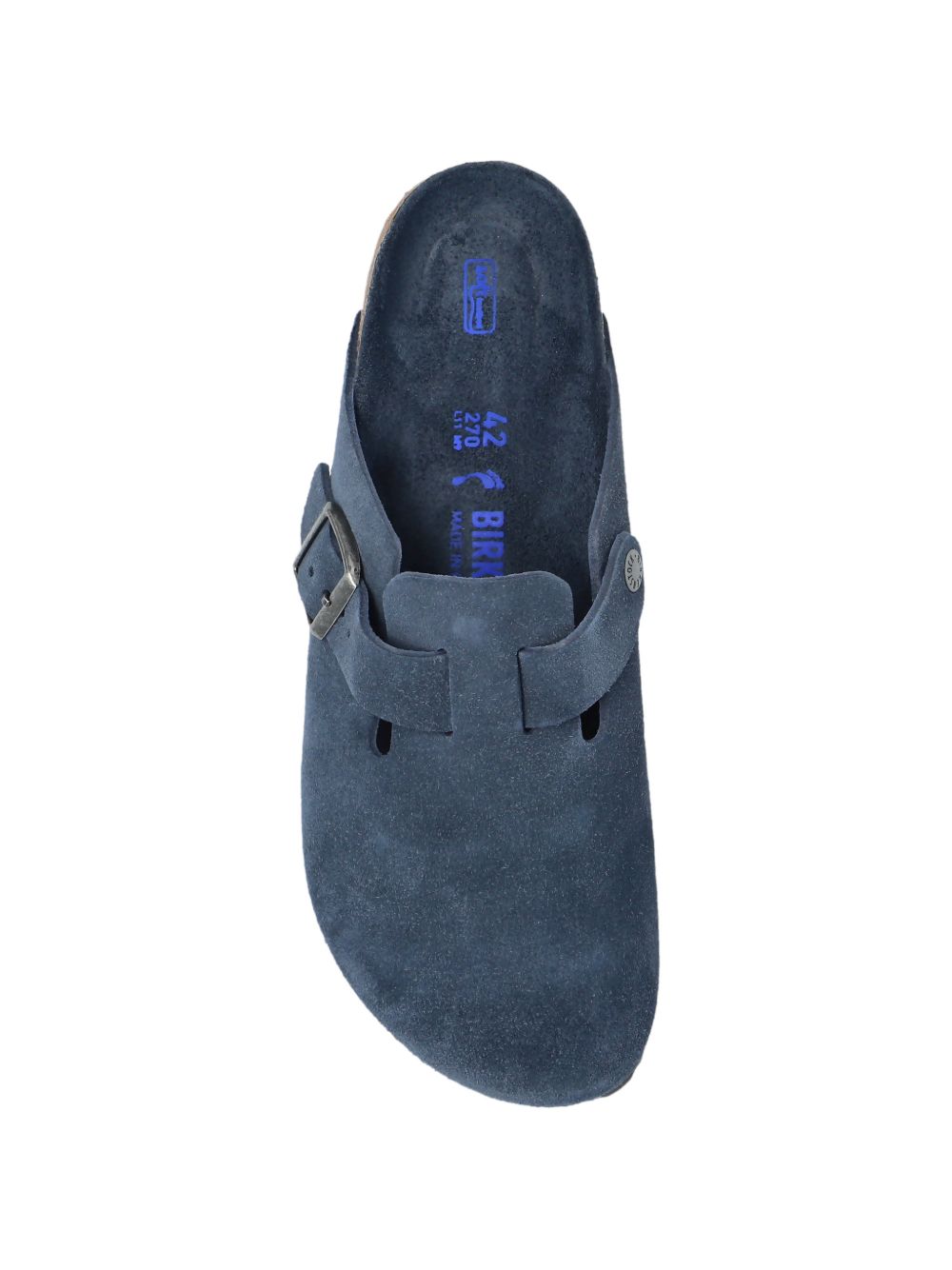 BIRKENSTOCK Zoccoli Boston in pelle scamosciata blu navy con cinturino regolabile