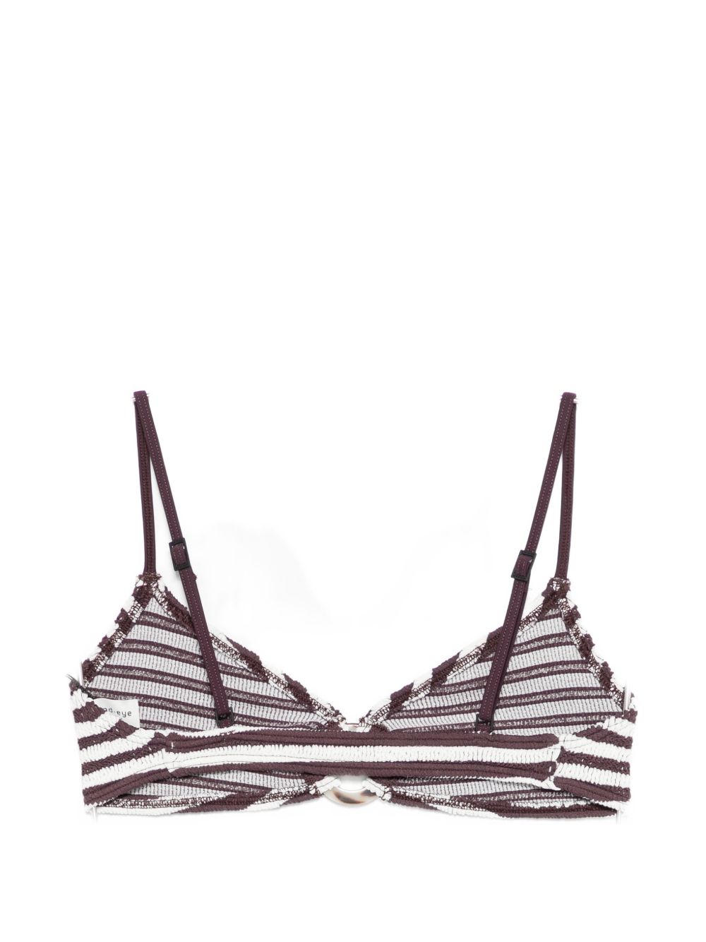 BOND EYE Top bikini mare Lissio a righe bianco e marrone
