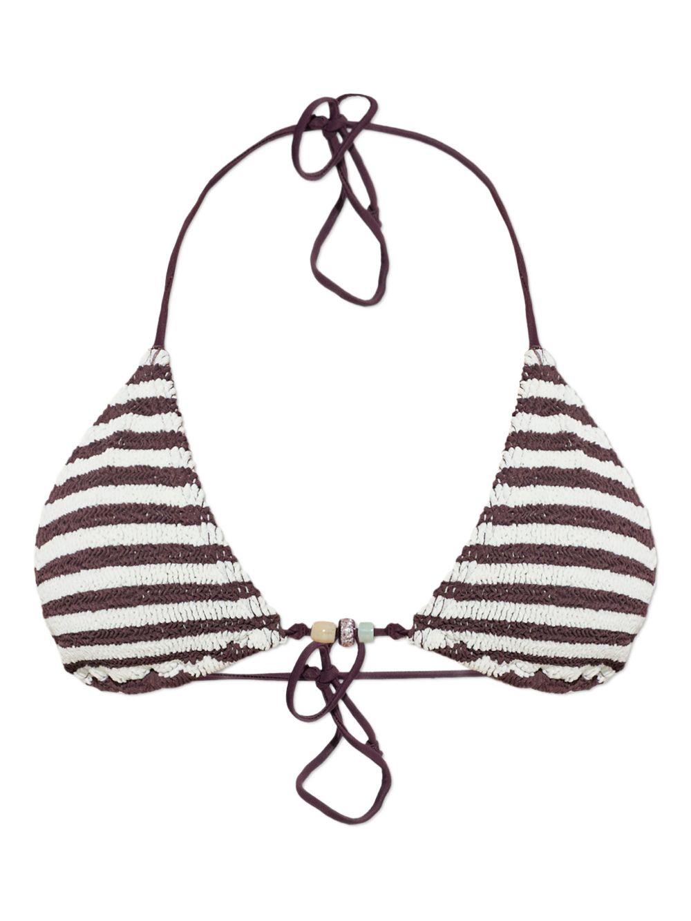BOND EYE Top bikini mare Ingrid a triangolo bianco e marrone