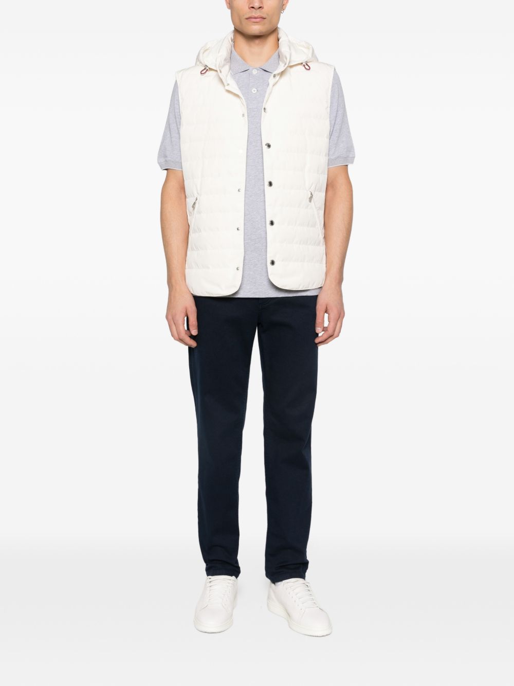 BRUNELLO CUCINELLI Polo grigio cielo con logo ricamato