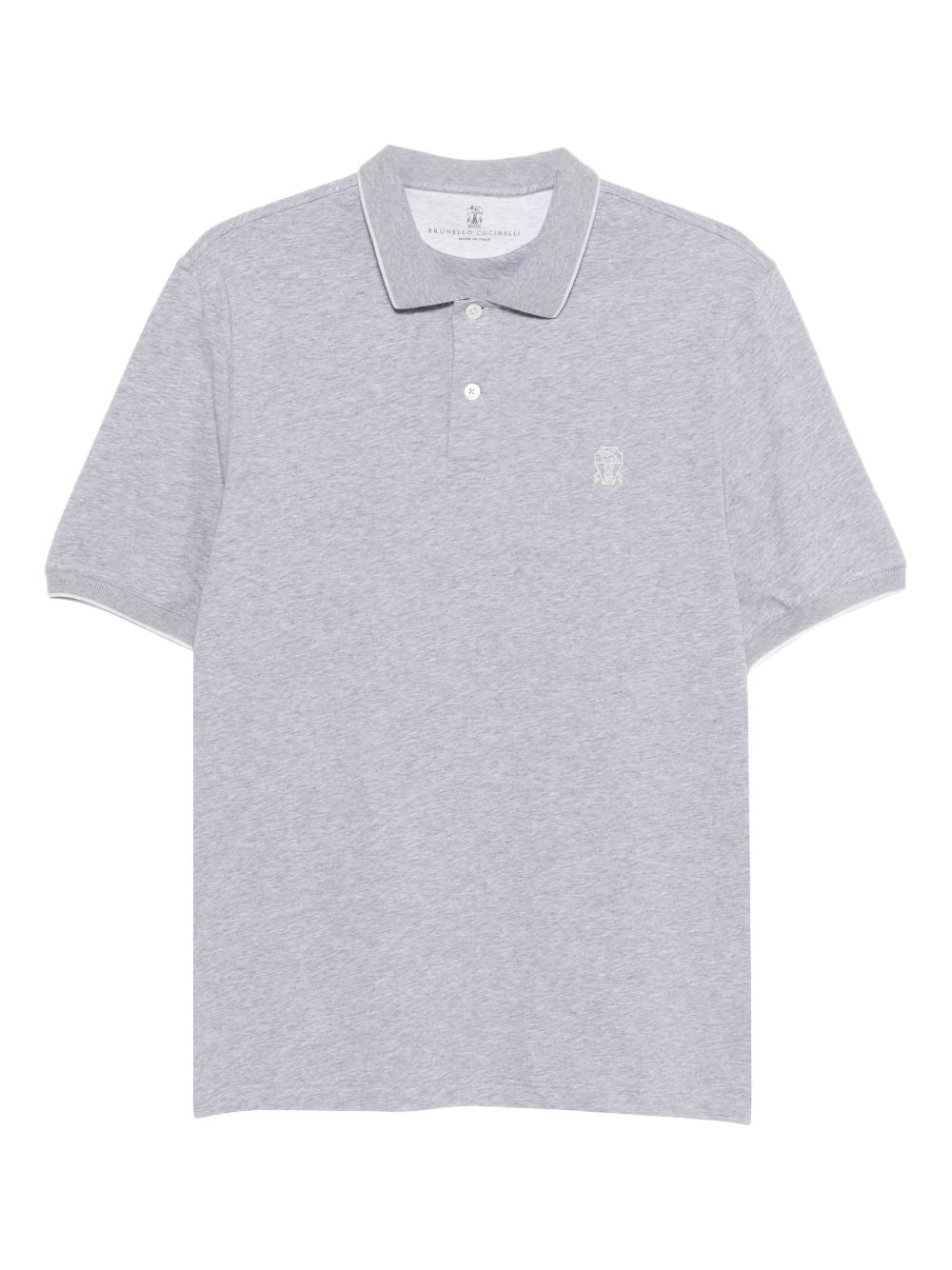 BRUNELLO CUCINELLI Polo grigio cielo con logo ricamato