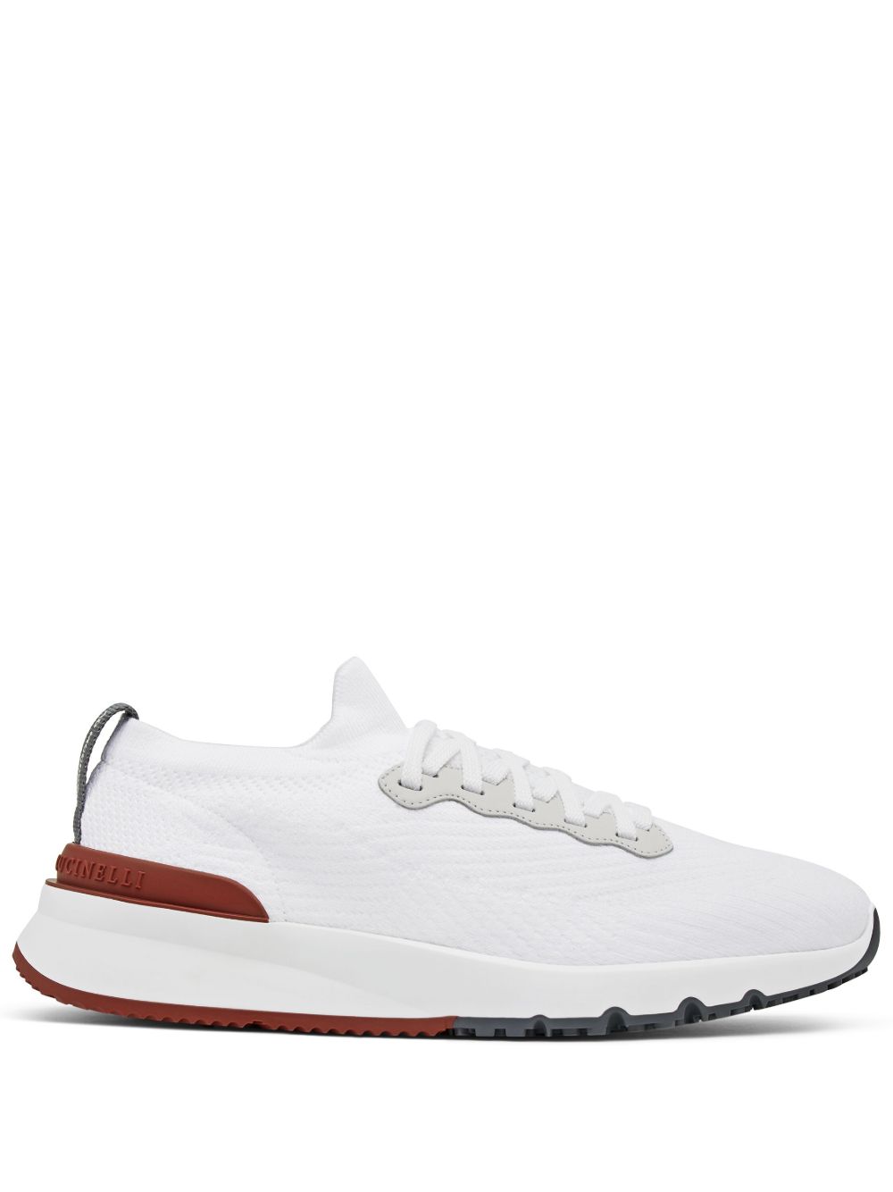 BRUNELLO CUCINELLI Sneakers in maglia chiné bianca