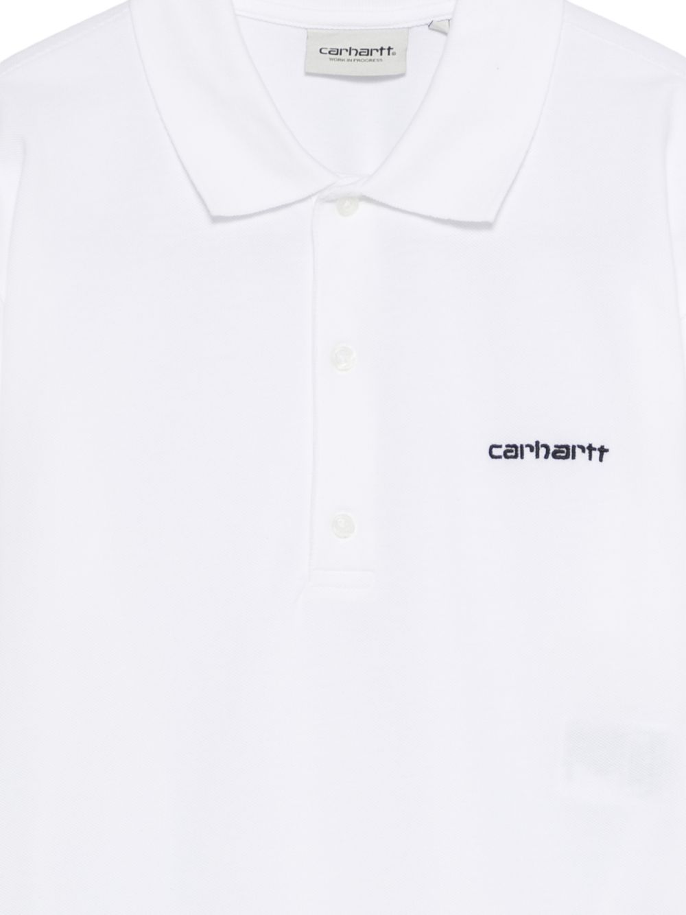 CARHARTT WIP Polo in cotone bianco a maniche corte con logo