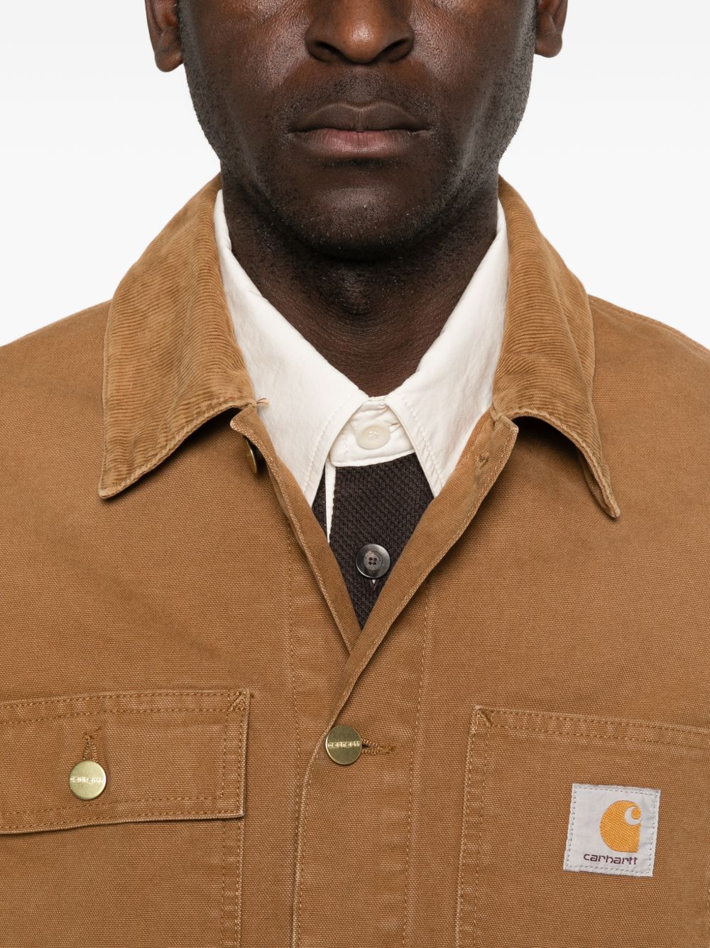 CARHARTT WIP Giacca-camicia Michigan marrone con tasche patch