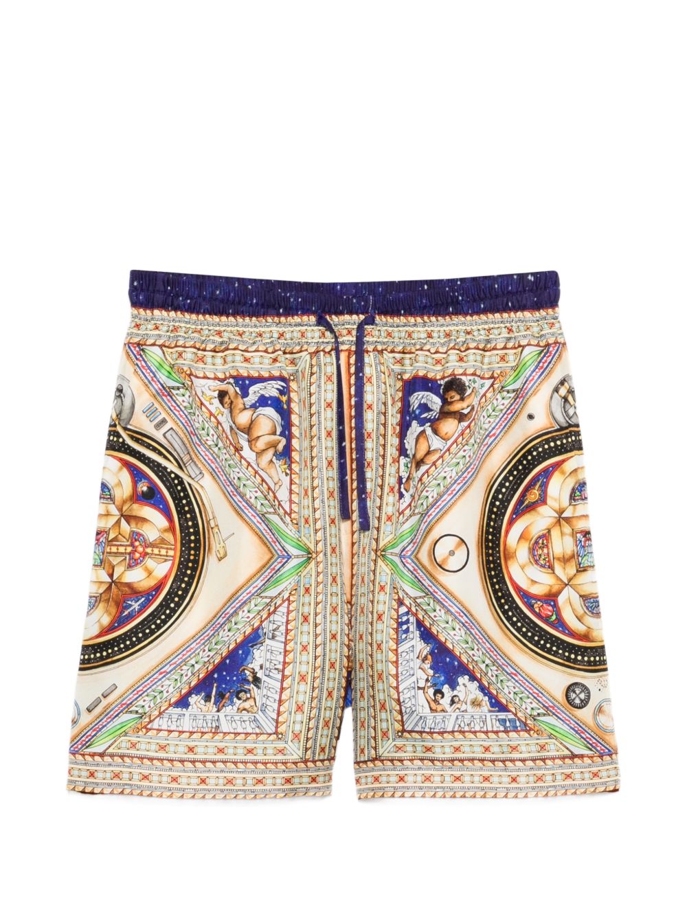 CASABLANCA Shorts in seta con stampa all-over multicolore