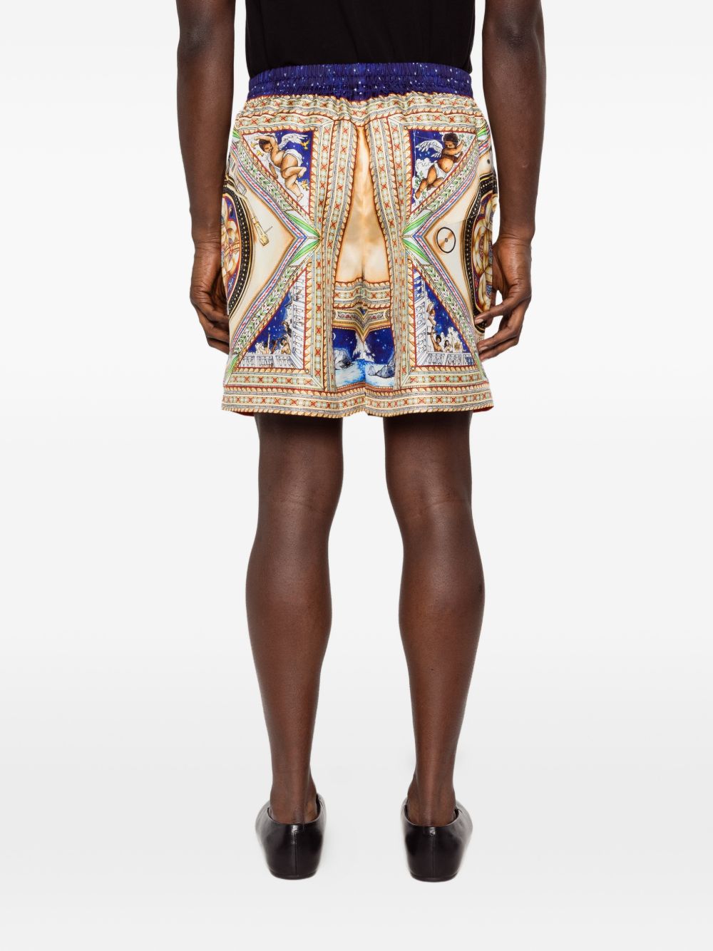 CASABLANCA Shorts in seta con stampa all-over multicolore