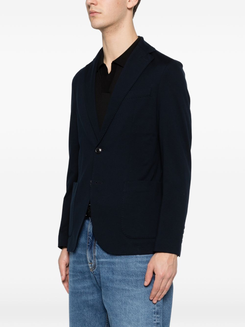 CIRCOLO 1901 Giacca monopetto in cotone blu navy con revers classici