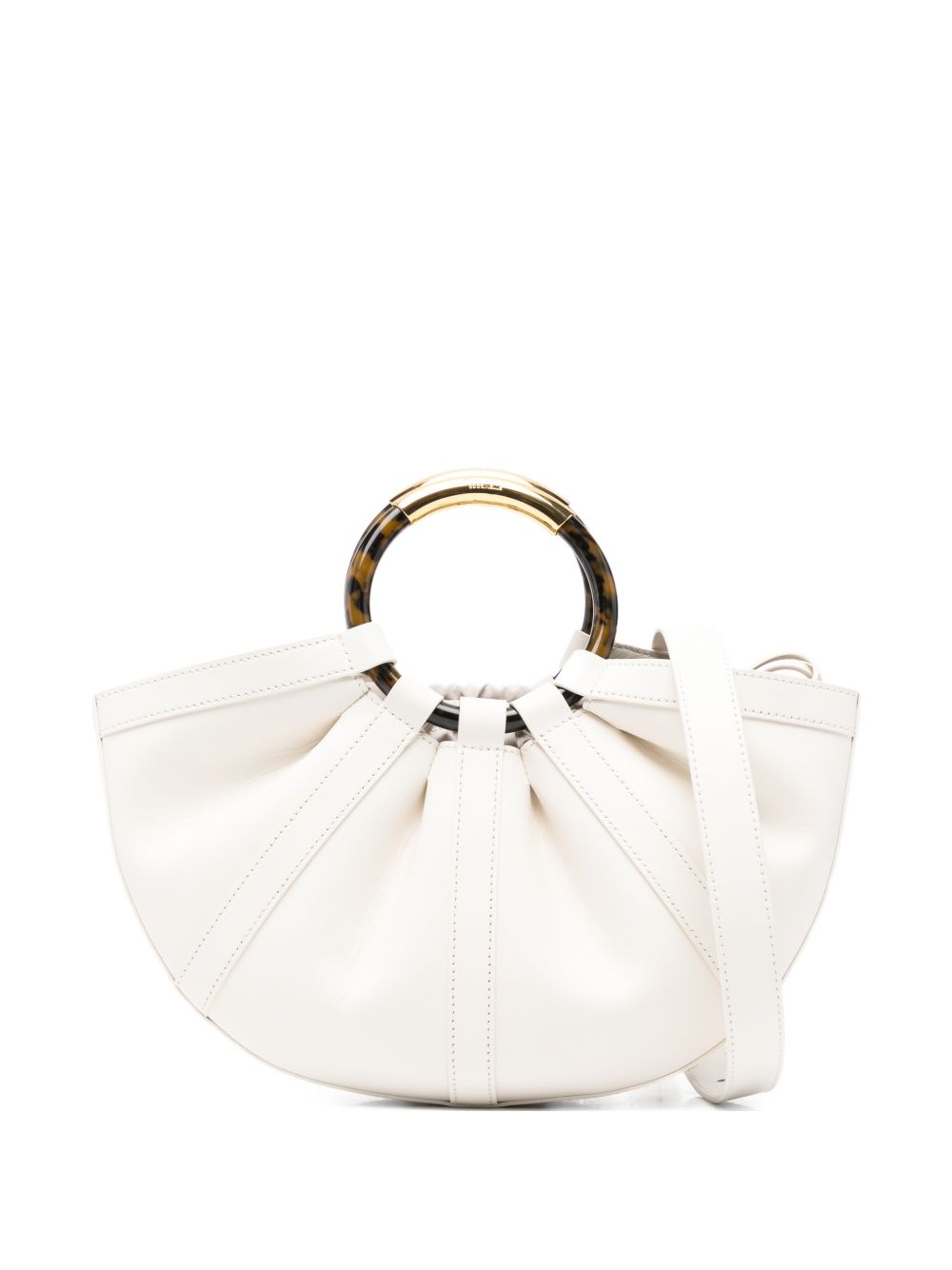 COCCINELLE Borsa a mano in pelle bianca con manico circolare