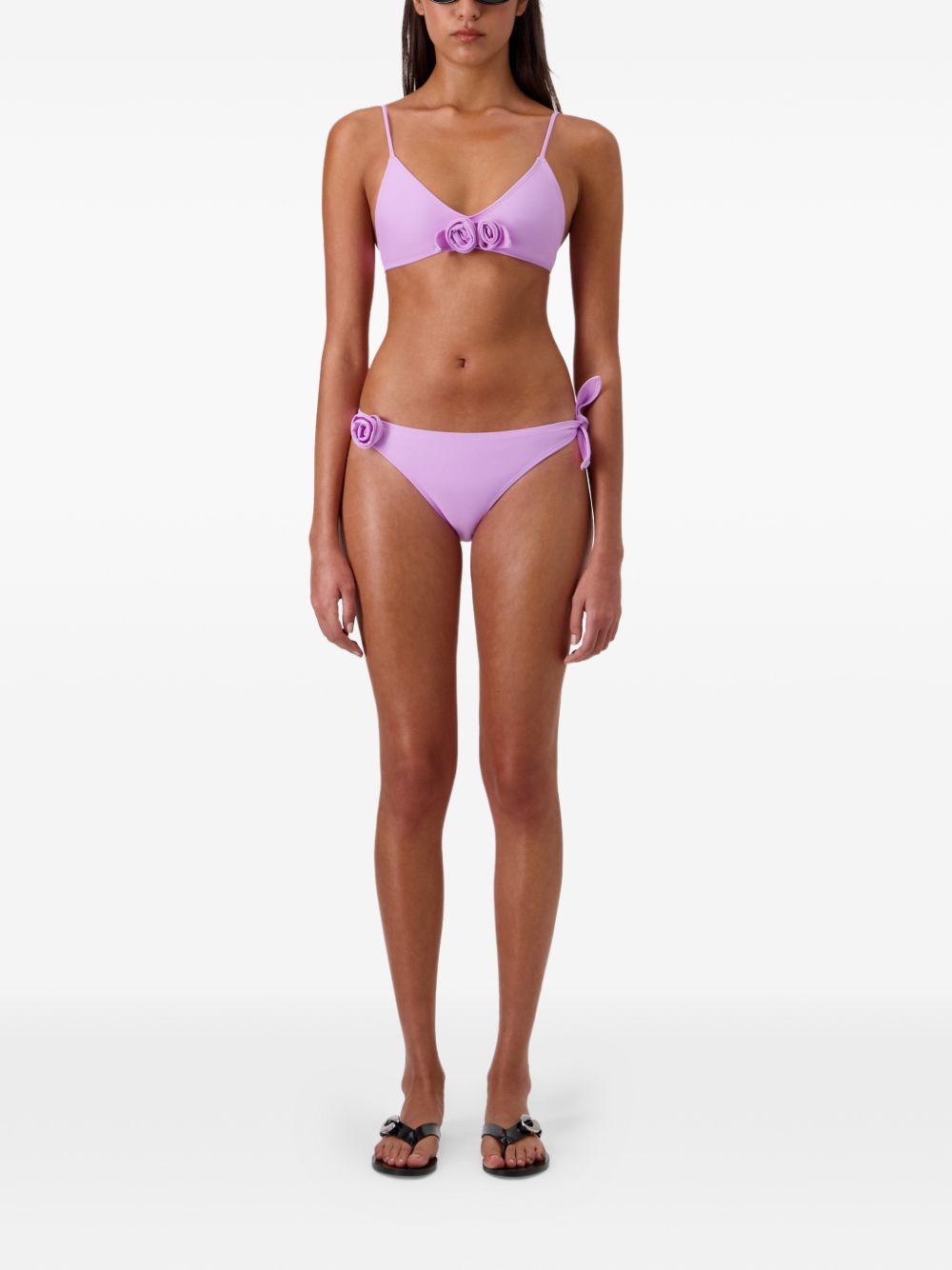 COPERNI Top bikini in tessuto lilla con dettaglio fiore