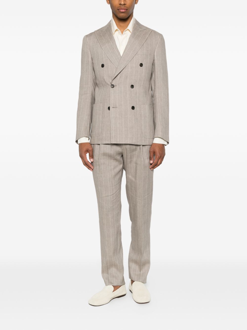 CORNELIANI Completo grigio gessato con giacca doppiopetto