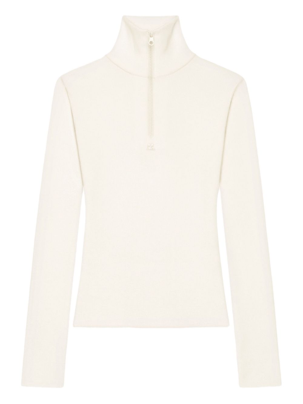 COURREGES Polo bianca con chiusura a zip sul collo