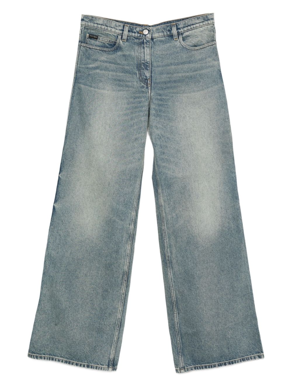 COURREGES Jeans blu con effetto washed sulla gamba