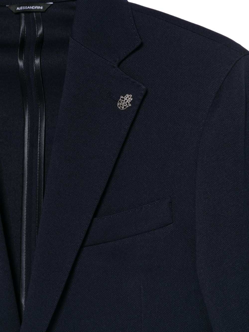 DANIELE ALESSANDRINI Blazer blu monopetto con spilla