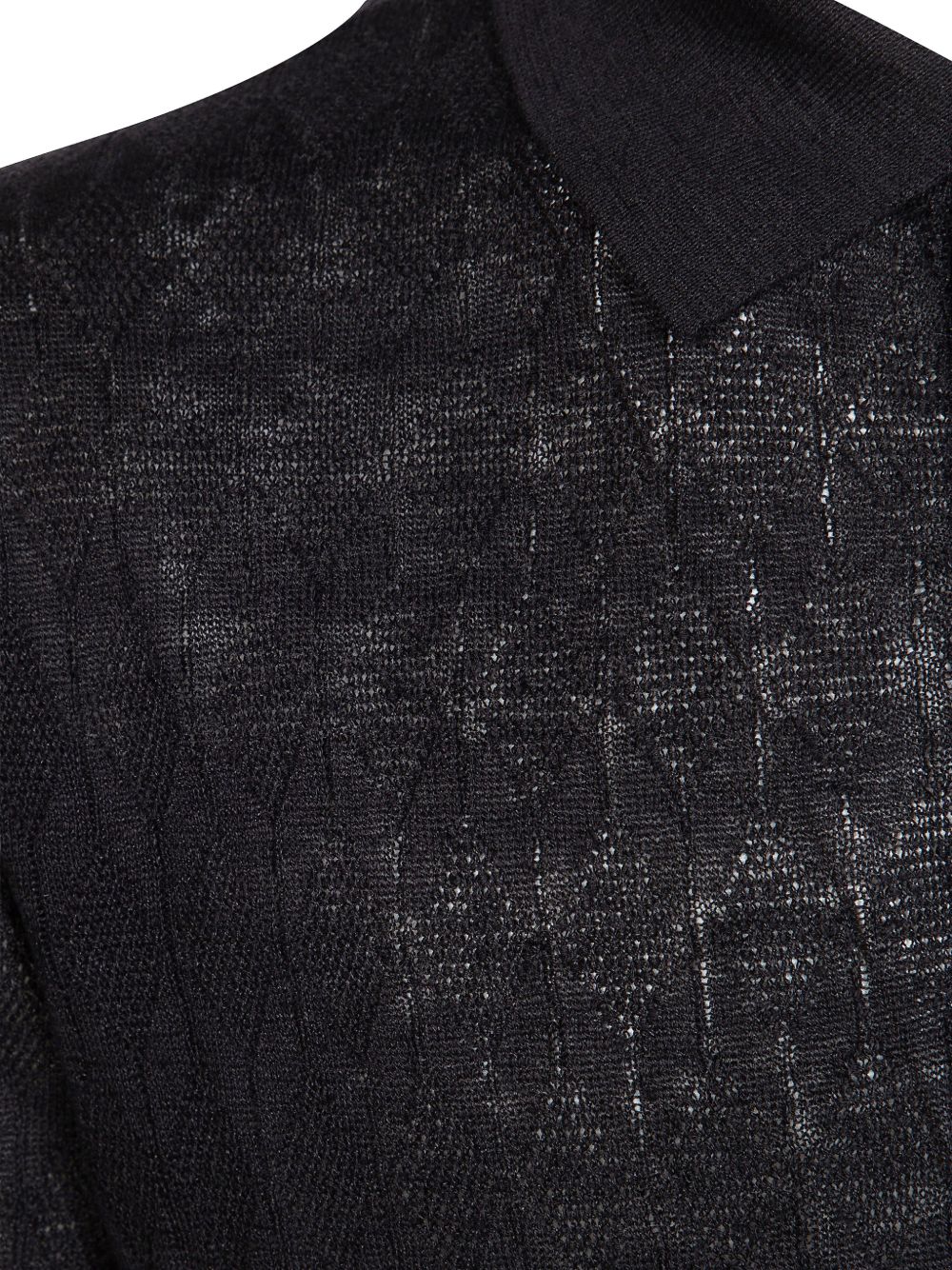 DANIELE FIESOLI Polo leggera in lino misto cotone nero