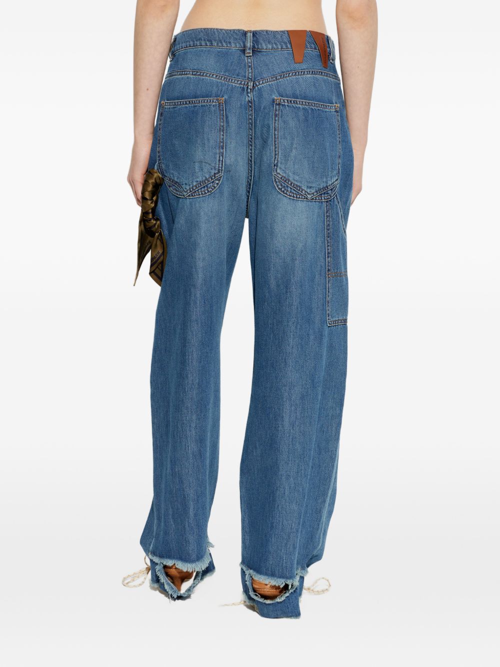 DARKPARK Jeans Lisa loose fit in cotone denim blu con fourlard