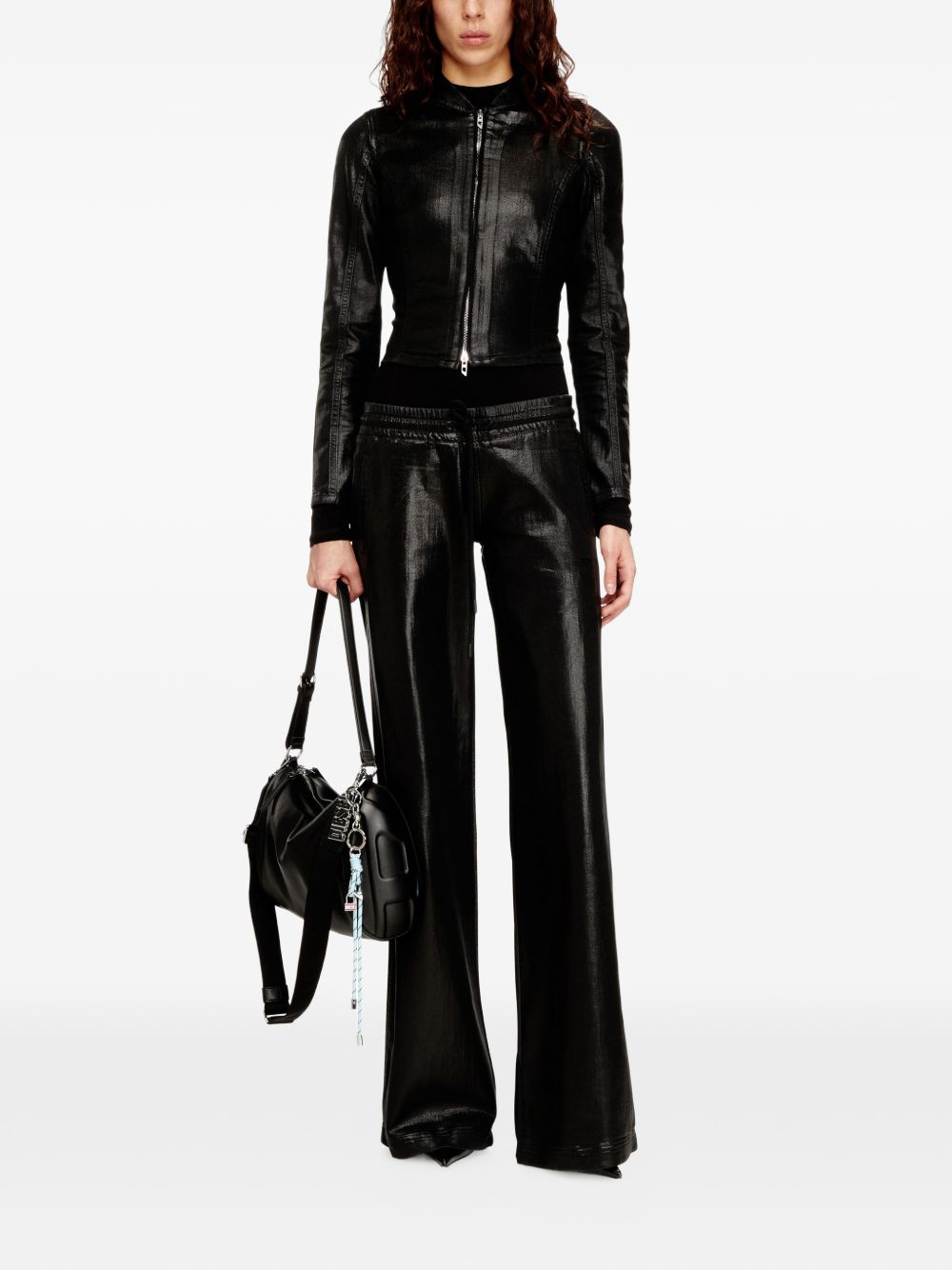 DIESEL pantaloni nero effetto pelle