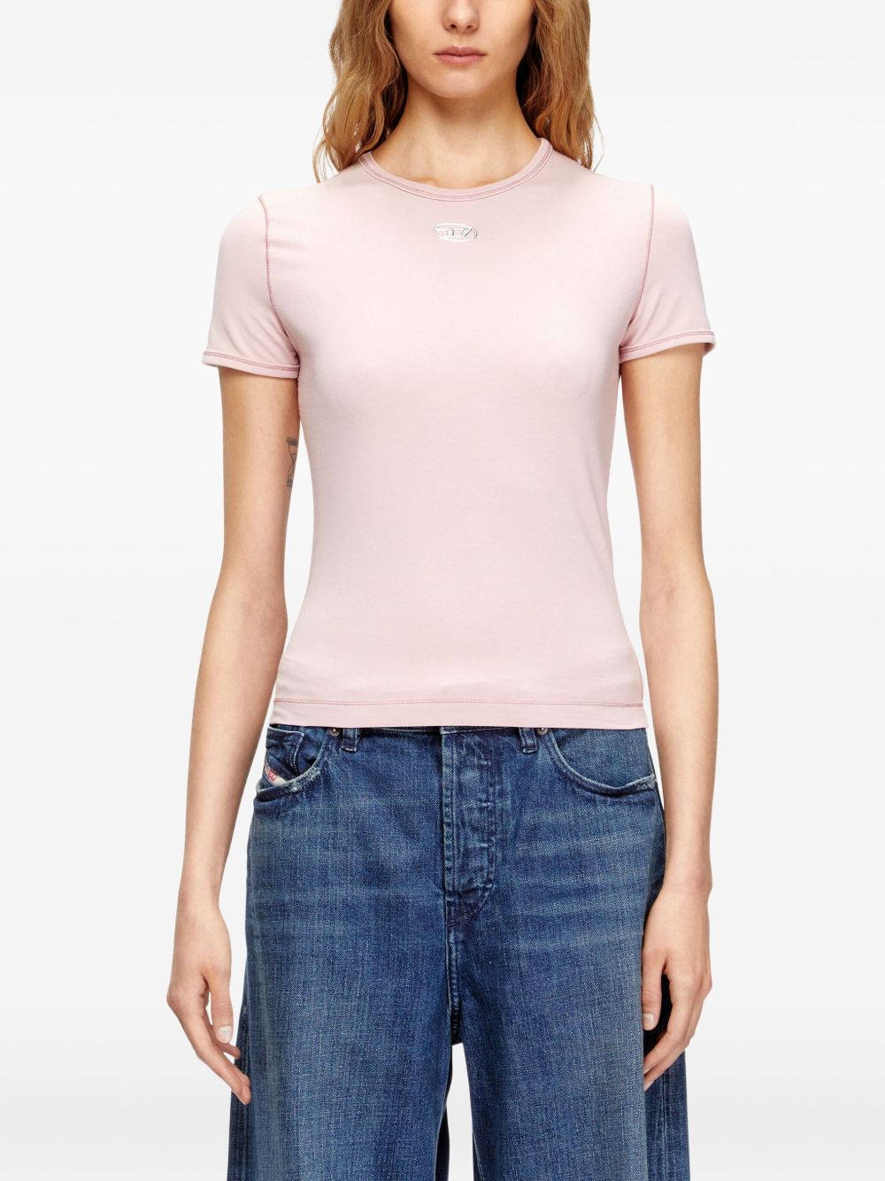 DIESEL T-shirt con logo in cotone rosa