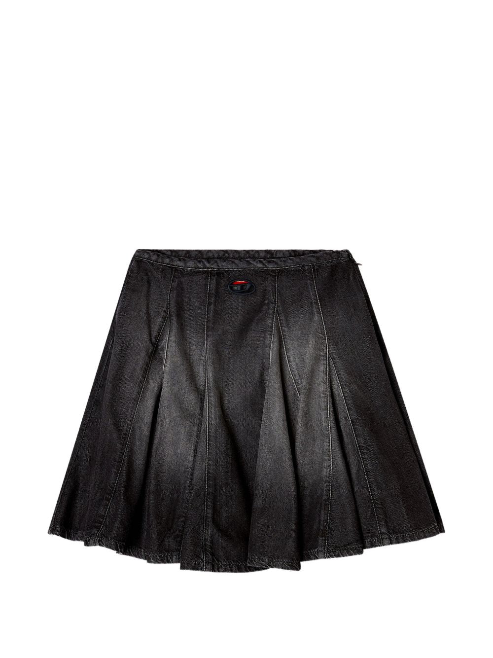 DIESEL Mini gonna a pieghe in cotone blu denim