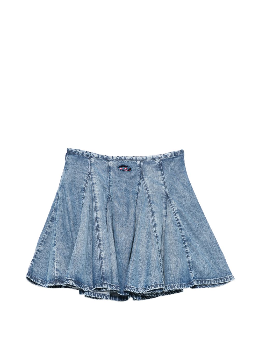 DIESEL Mini gonna a pieghe in cotone blu denim