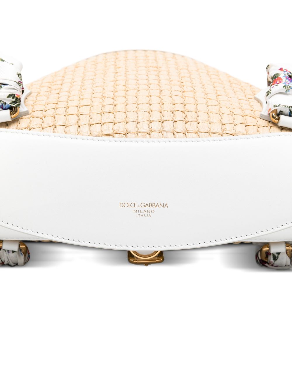 DOLCE e GABBANA Borsa a spalla Coffa Capri in rafia con stampa floreale