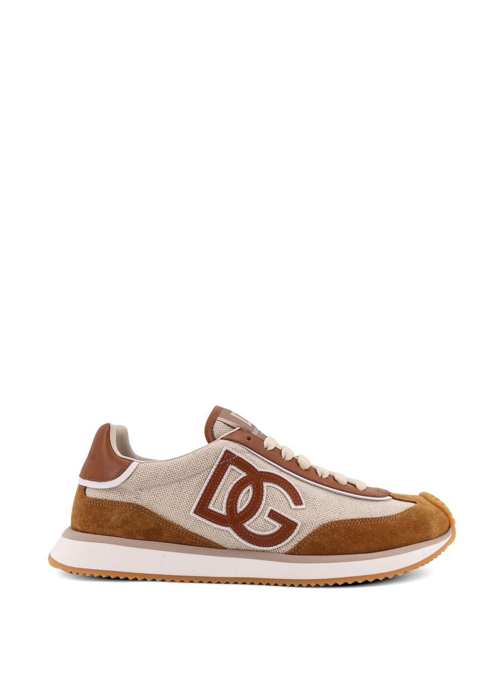 DOLCE e GABBANA Sneakers DG Cushion in cotone e pella marrone
