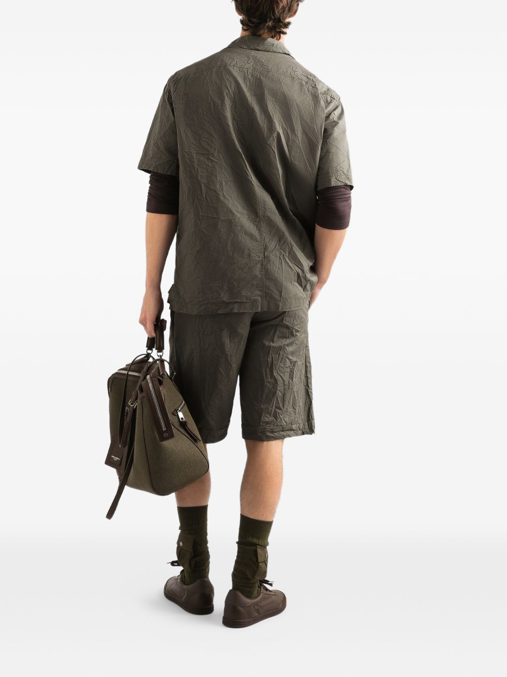 DOLCE e GABBANA Camicia in cotone grigio con effetto crinkled