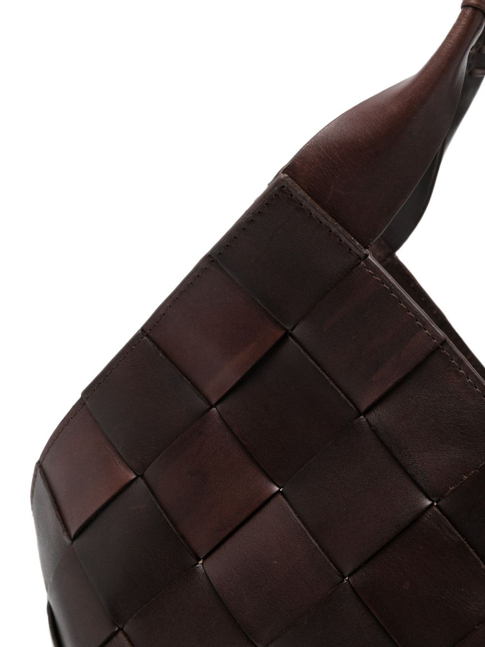 DRAGON DIFFUSION Borsa a spalla Castello in pelle intrecciata marrone