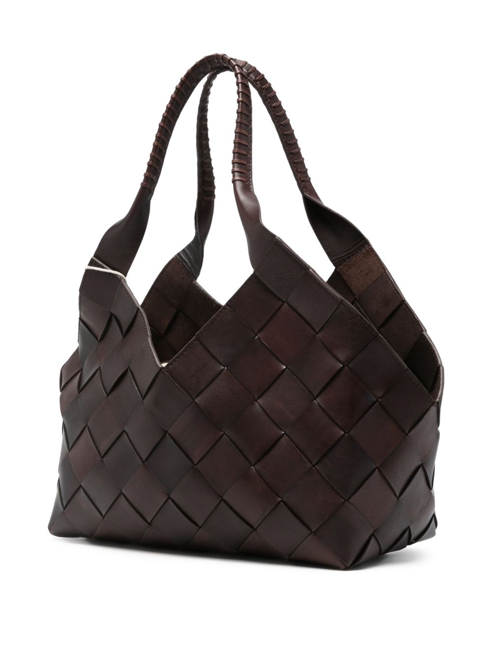 DRAGON DIFFUSION Borsa a spalla Castello in pelle intrecciata marrone