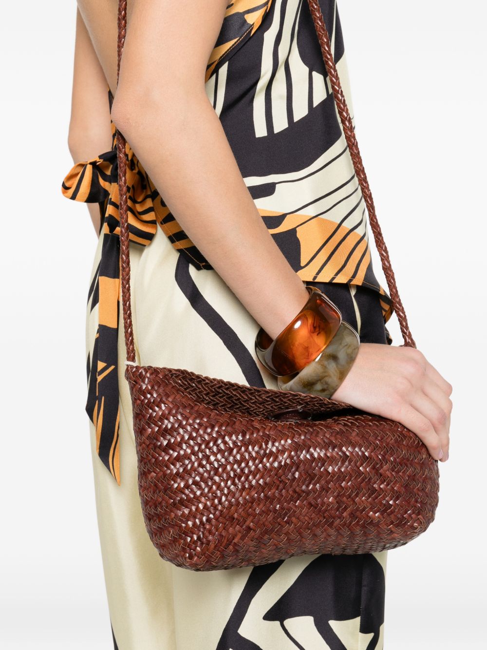 DRAGON DIFFUSION Borsa Corsina intrecciata marrone