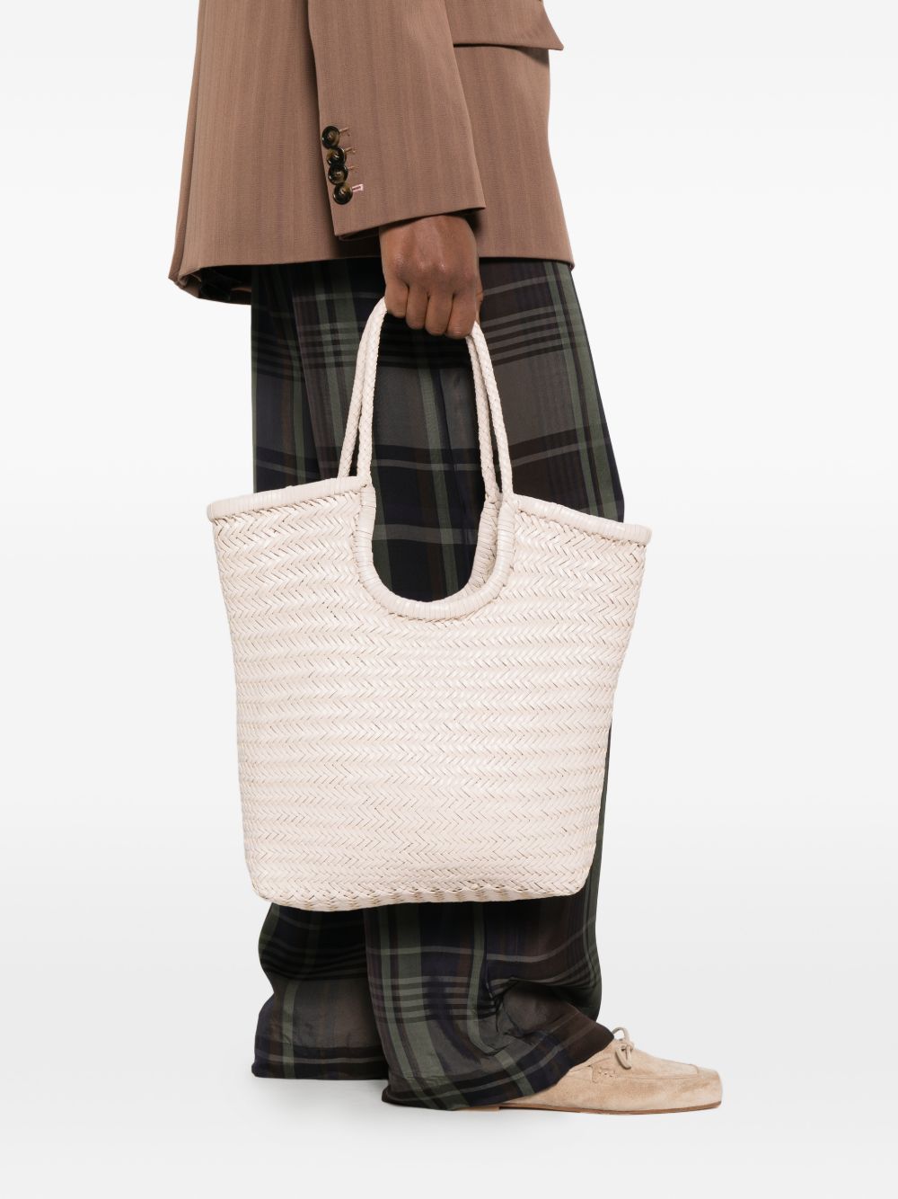 DRAGON DIFFUSION Borsa shopping Diagonal beige in pelle intrecciata
