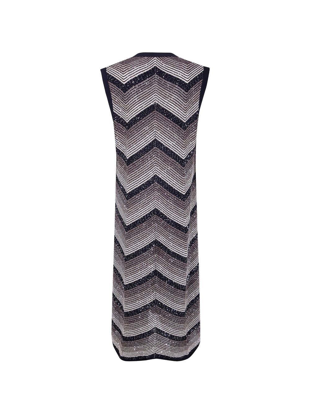 D EXTERIOR Gilet lungo a righe con micro paillettes