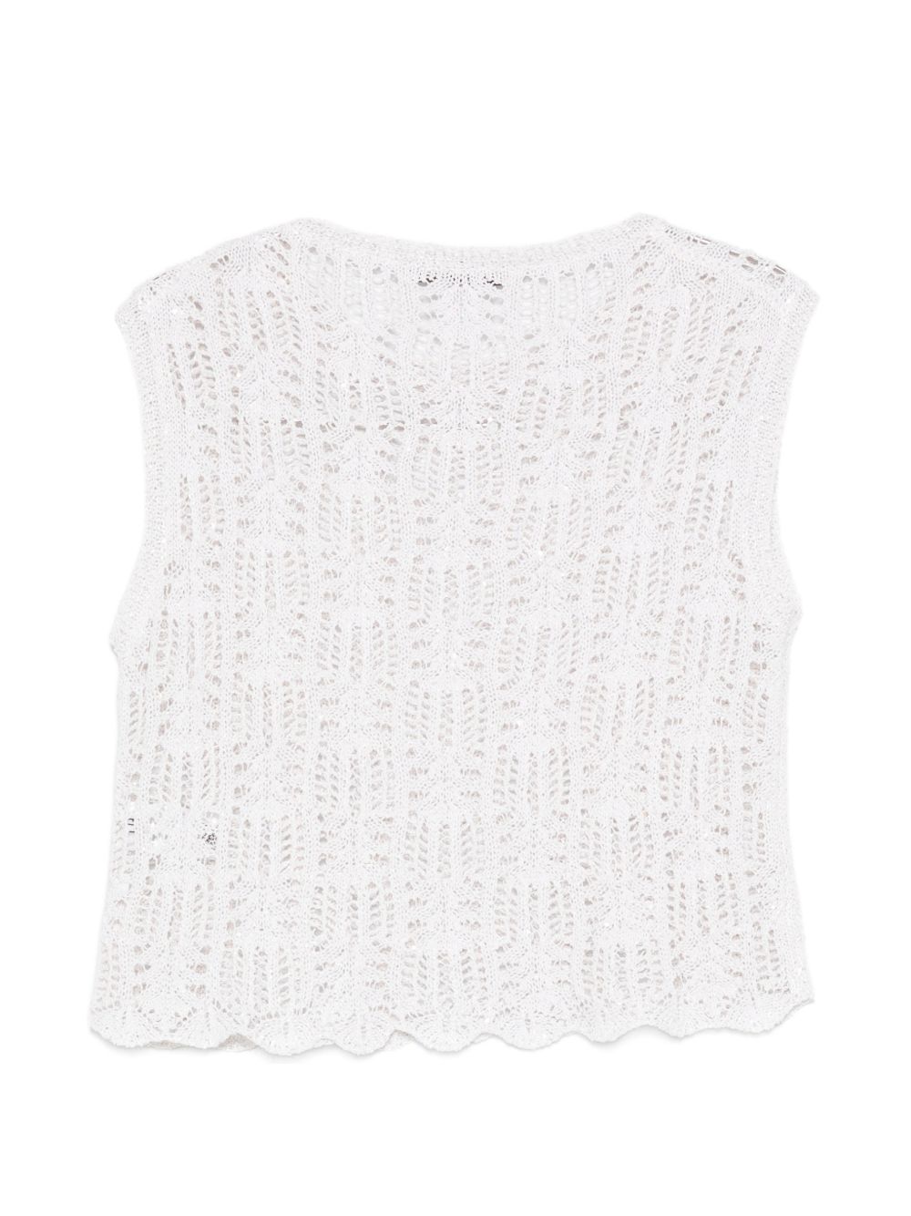 D EXTERIOR Top in maglia crochet bianca