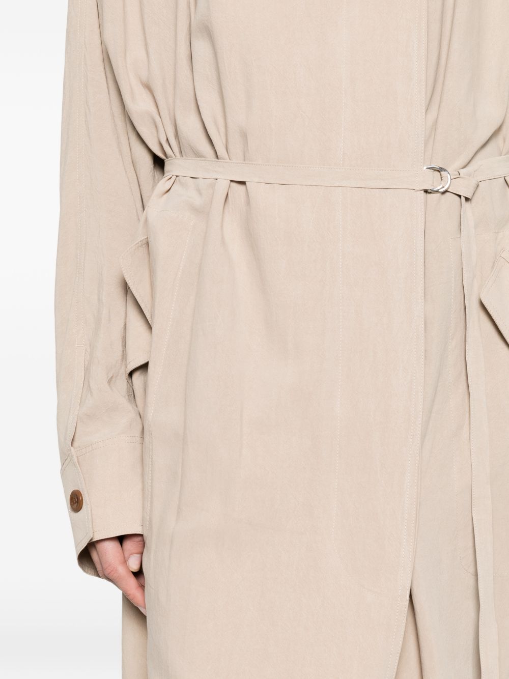 ELEH Trench con cintura in tessuto beige con rever classico