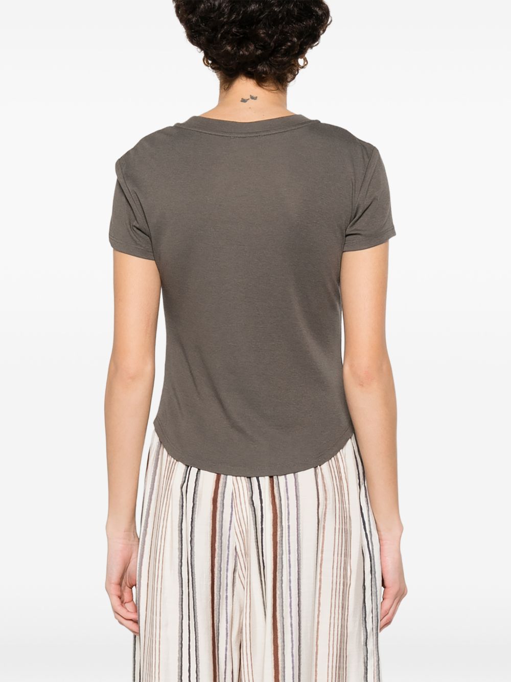 ELEH Top marrone con scollo rotondo