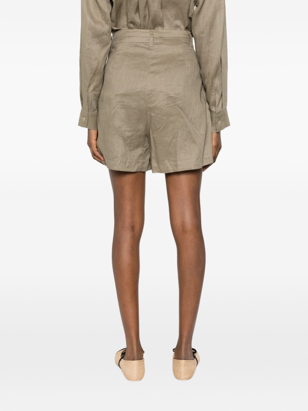 ELEH Shorts color fango con passanti per cintura