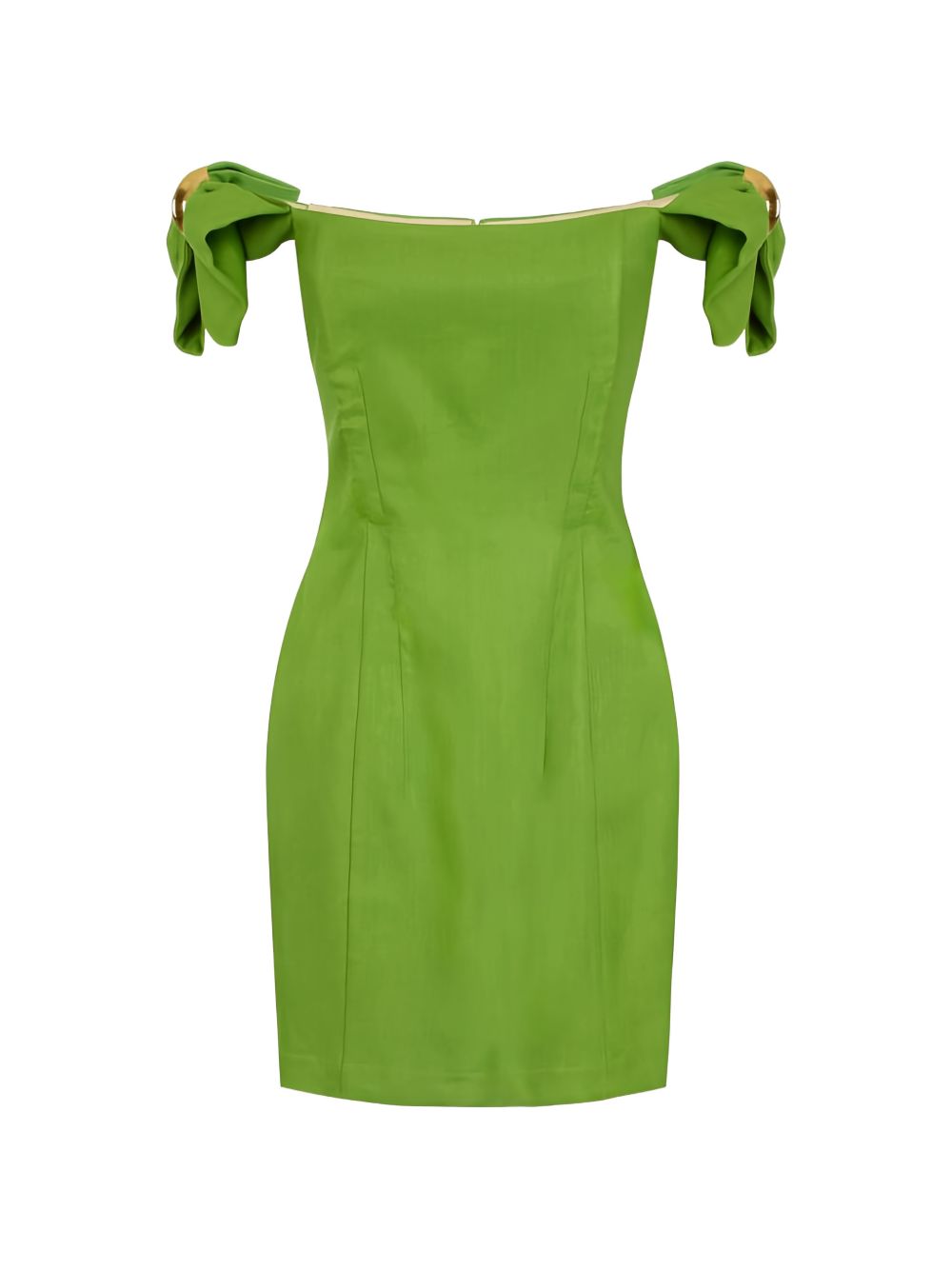 ELISABETTA FRANCHI Mini abito verde con spalline impreziosite
